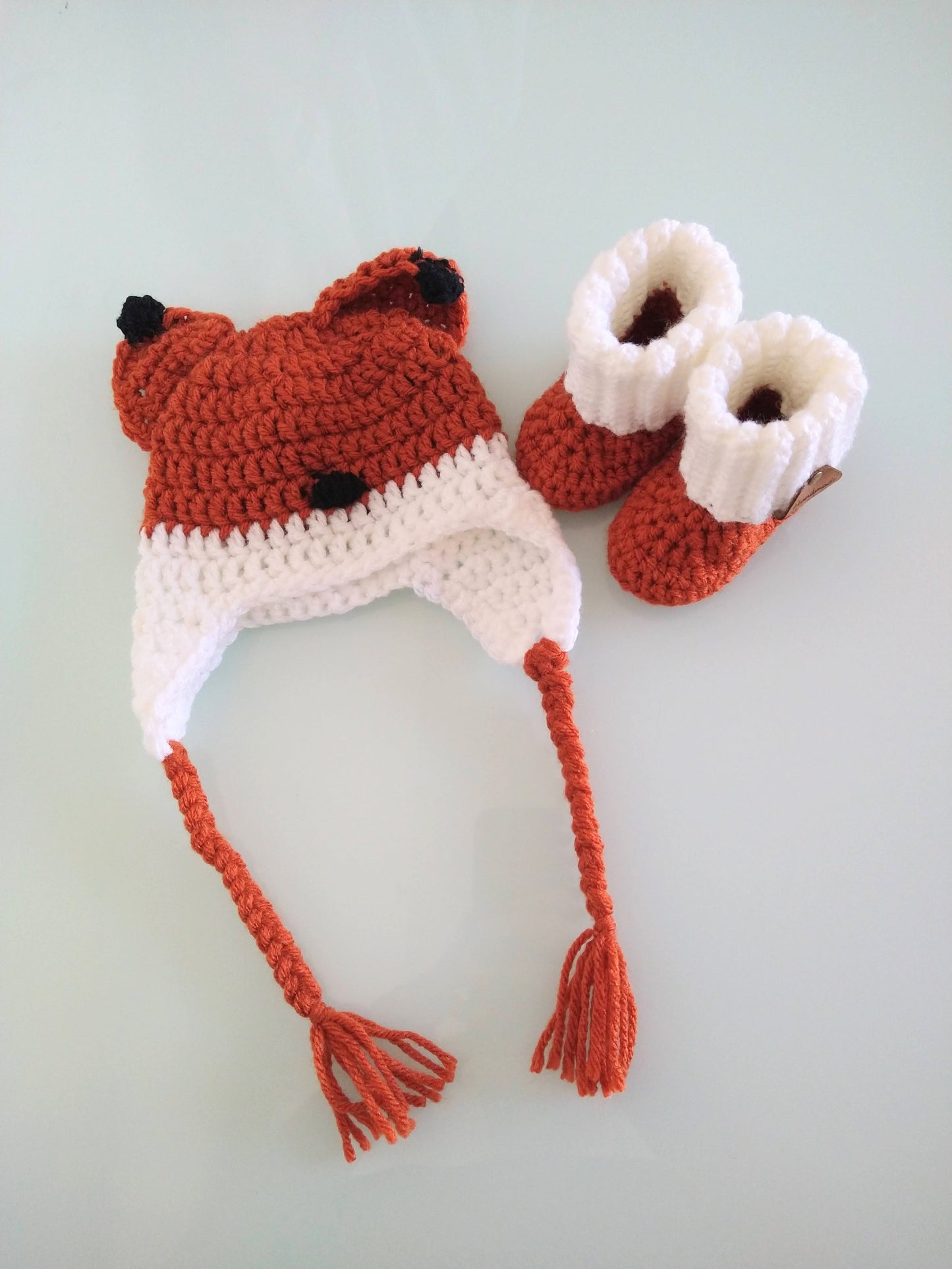 Fox Earflap Hat and Booties